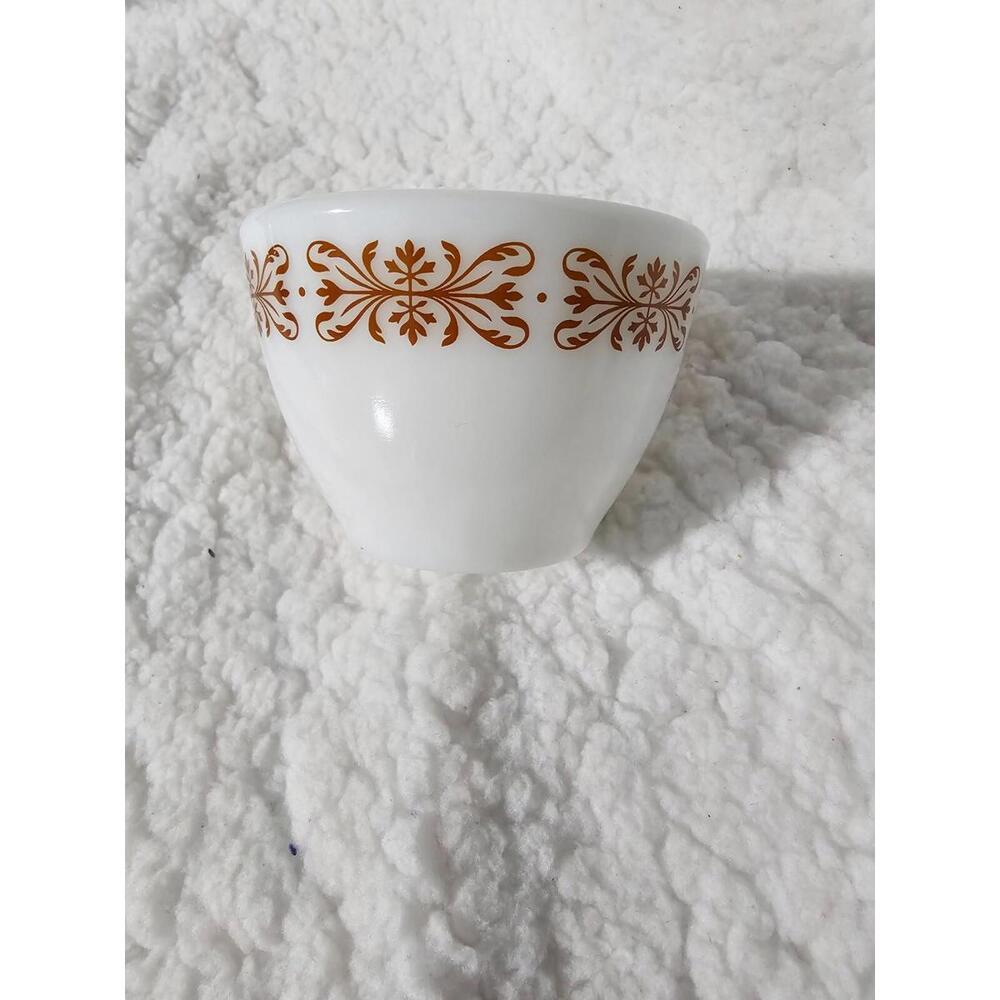Vintage Corning Small Bowl Brown & White Soup Fruit Dessert USA 2.5" Leaf Design